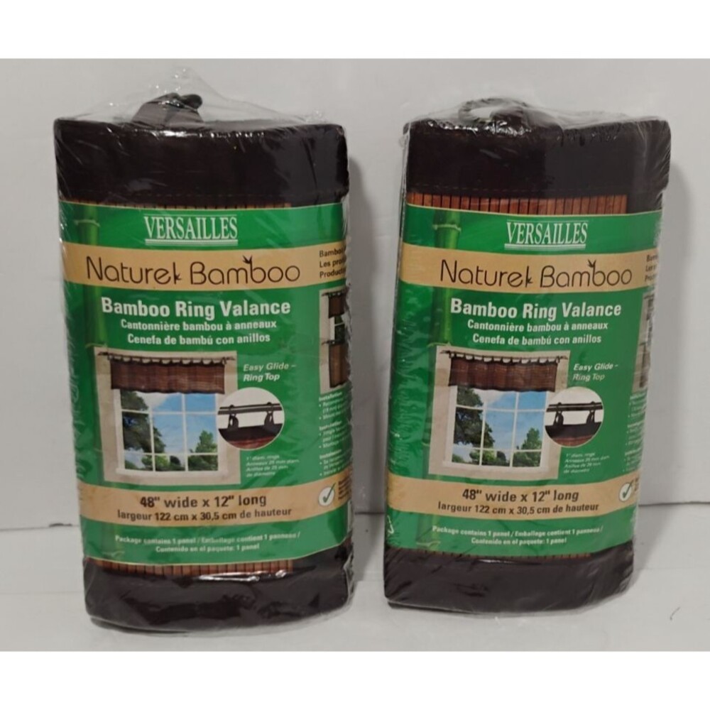 Versailles Naturel Bamboo Ring Valance 48X12 Set of 2 - NEW SEALED